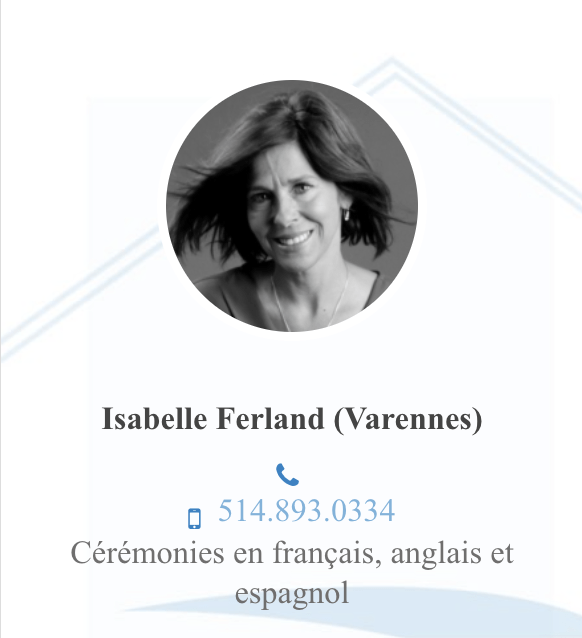 Célébrante espagnol Isabelle Ferland