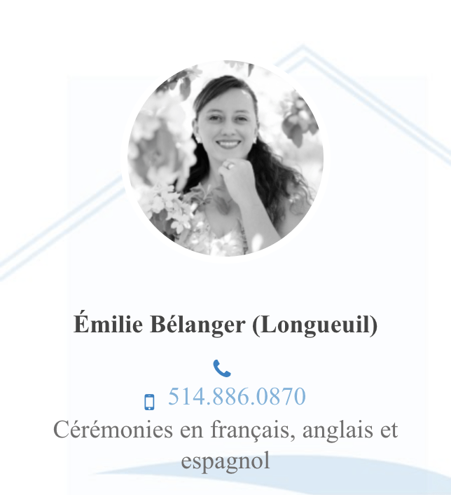 Célébrante espagnol Émilie Bélanger